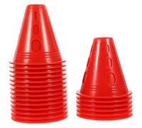 TOGEVAL Lot de 20 Cônes D’Entraînement Rouge 8 CM Trous Anti-Vent pour Patinage à roulettes Mini Cônes Universels Résistants Légers et Compacts pour Agilité et Slalom en Extérieur