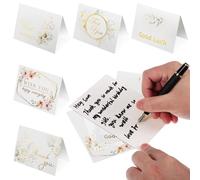 TOGEVAL Lot de 25 Cartes de Remerciement Pliées pour Mariage Papier Solide Designs Variés pour Entreprises Obsèques et Occasions Diverses Cartes Aquarelle Vierges Petits Mots de