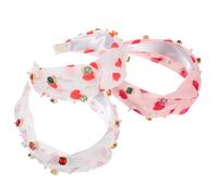 TOGEVAL Lot de 3 Bandeaux Larges Noués pour Cheveux de Femmes, Bandeaux Mode en Polyester Léger, Couleurs Saint-valentin, Accessoire Cheveux Confortable et Élégant