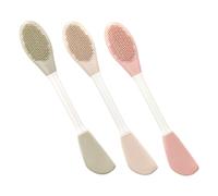 TOGEVAL Lot de 3 Brosses Applicatrices de Masque Facial en Silicone Double Tête Outil de Beauté Gommage Visage Pratique pour Soins Peau Brosse Nettoyante Ergonomique
