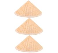 TOGEVAL Lot de 3 Chapeaux Coniques pour Garçon et Filles 30 CM en Paille Tressée Naturelle Chapeaux Chinois à Décorer Accessoires Cosplay Cosplay Ninja et Samouraï Protection Solaire