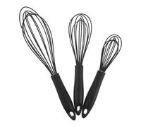 TOGEVAL Lot de 3 Fouets à Œufs en Silicone Antiadhésifs Manche Ergonomique en Polypropylène Résistants à Haute Température pour Mélanger Fouetter et Pétrir Cuisine