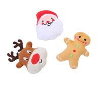 TOGEVAL Lot de 3 Jouets de Noël en Peluche pour Animaux de Compagnie Résistants aux Morsures Interactifs Mâcher Colorés Adaptés pour Chiens et Chats Jeu Dentaire et Dressage Usage