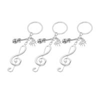 TOGEVAL Lot de 3 Porte-Clés Musique en Métal avec Notes Guitare et Piano Pendentifs Légers et Solides pour Clés et Sac Accessoire Cadeau Original pour Amateurs de Musique et