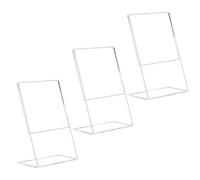 TOGEVAL Lot de 3 Supports de Table en Acrylique Transparent Porte-Affiche Polyvalent de L Incliné Support pour Menus Photos et Qr Codes Matériel Solide pour Bureau et Présentation