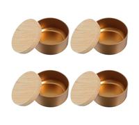 TOGEVAL Lot de 4 Boîtes Métalliques 8 Oz Couvercle en Bois Imitation Bois, Contenant à Bougies Artisanales Hermétique, Boîtes à Thé Universelles pour Bougies, Rangement et Coffrets