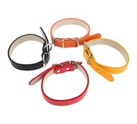 TOGEVAL Lot de 4 Colliers Ajustables pour Chiens et Chats en PU Imperméable Taille L Boucle Métallique Sécurisée pour Promenades et Dressage des Petits Animaux Couleurs Noir Rouge