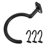 TOGEVAL Lot de 4 Crochets Métalliques Noirs pour Table de Billard - Support Mural Compact pour Queues et Triangle de Billard - Porte-Queues Antidérapant en Fer Salle de Jeux