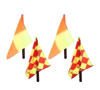 TOGEVAL Lot de 4 Drapeaux d’Arbitre Assistant pour Match Officiel - Drapeaux à Main à Motif Quadrillé avec Manche en Mousse - Signalisation Sportive pour Football Volley-Ball et