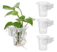 TOGEVAL Lot de 4 Jardinières Aquatiques Suspendues en Plastique pour Aquarium, Supports Perforés pour Plantes Hydroponiques, Pots pour Plantes D'aquarium Décoratifs et Fonctionnels