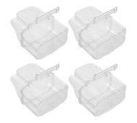 TOGEVAL Lot de 4 Mangeoires Suspendues pour Cages à Oiseaux Transparentes en Plastique Barrière Anti-éclaboussures, Distributeurs d'eau et Nourriture Pratiques pour Perruches et