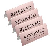 TOGEVAL Lot de 4 Panneaux de Signalisation des Sièges en Acrylique Rose Doré 17 X 6,5 Cm pour Mariage, Restaurant et Réception - Panneaux Réservés pour Chaises et Tables - Accessoires