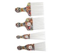 TOGEVAL Lot De 4 Peignes Afro Larges En Acier Inoxydable Pour Coiffure Bouclée Et Démêlage, Accessoires Coiffure Cheveux Crépus, Adaptés Usage Quotidien Et Tressage