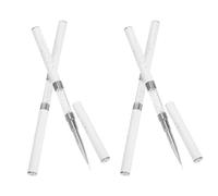 TOGEVAL Lot de 4 Pinceaux pour Vernis Gel Double Embout Blanc Pinceaux de Précision Ultra-Fins pour Ongles Outils de Nail Art Polyvalents Compatibles Gel Manucure et Dessin Détaillé