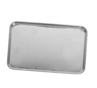 TOGEVAL Lot de 4 Plateaux Rectangulaires à Fond Plat en Acier Inoxydable 22,7x14,7x1,2 Cm Plateau de Cuisson Résistant Réutilisable Cuisine Maison Repas et Barbecue