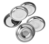 TOGEVAL Lot de 5 Assiettes à Sauce Rondes en Acier Inoxydable Épaissi 9 CM Coupelles à Sauce Soja Empilables pour Maison Restaurant et Service à Apéritif