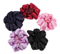 TOGEVAL Lot de 5 Filets à Cheveux Élastiques pour Chignon Snood pour Fille en Satin Bordure Dentelle Confortable et Réutilisable Coloris Noir Bleu Marine Rose Rouge Profond Violet