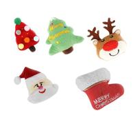 TOGEVAL Lot de 5 Jouets pour Chats de Noël en Peluche, Accessoires Mignons de Dentition, Peluches de Dessin Animé Pelote, Renne, Botte et Père Noël, Jouets Interactifs pour Chatons