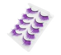 TOGEVAL Lot De 5 Paires De Faux Cils Courts Japonais Autocollants Aspect Naturel Extensions De Cils Accessoires De Maquillage DIY Violet
