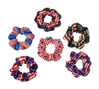 TOGEVAL Lot de 6 Anneaux à Cheveux Drapeau Américain, Bandeaux Décoratifs pour Femmes, Élastiques Extensibles Multicolores, Accessoires Coiffure Polyvalents pour Style Aléatoire