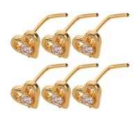 TOGEVAL Lot De 6 Anneaux De Nez En Forme De Cœur Avec Crochet Incurvé En Acier Inoxydable Style Tire-Bouchon Anneaux De Nez Pour Moustache Septum Clicker