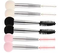 TOGEVAL Lot de 6 Applicateurs Maquillage Double Tête Éponge et Pinceau Petit Format pour Sourcils et Cils Usage Quotidien Visage Kit de Maquillage Voyage Rose Blanc Noir