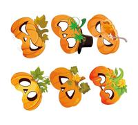 TOGEVAL Lot de 6 Masques en Papier Citrouille Demi-Visage Orange pour Fête D’Halloween et Thanksgiving Accessoires Photo Légers pour Bal Masqué et Fête des Récoltes Décoration Automnale