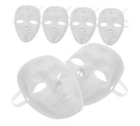 TOGEVAL Lot De 6 Masques Intégral Vierges Blancs En Plastique Rigide, Masques Faciaux Complets Soi-même, Accessoires Cosplay Pour Adultes, Soirée Bal Masqué Et Fête Costumée