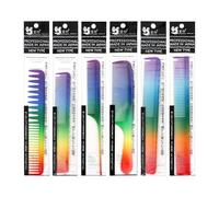 TOGEVAL Lot de 6 Peignes de Coiffure Colorés en Plastique Léger Assortiment Polyvalent pour Coupe et Coiffage Peignes à Dents Fines et Standard Accessoires Coiffure Professionnels pour