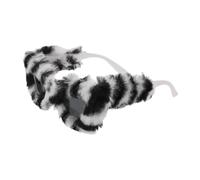 TOGEVAL Lunettes de Soleil Fantaisie en Peluche Zèbre Œil de Chat pour Fête et Carnaval Accessoires Déguisement Originaux Taille Unique Cadre Blanc à Imprimé Zèbre Verres Protecteurs