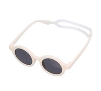 TOGEVAL Lunettes de Soleil pour Garçon et Filles Bébé Unisexe Cadre Plastique Couleur Crème Sangle Transparente Ajustable Protection UV Légères et Confortables pour Plage Fêtes et