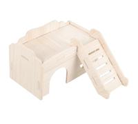 TOGEVAL Maison pour Hamster Nain Bois Massif avec Échelle Escalade Cachette et Multifonctionnel pour Rongeurs Accessoire de Cage Résistant et Confortable