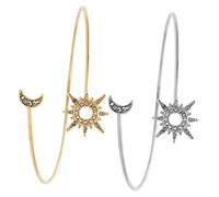 TOGEVAL Manchettes pour Femmes Dorées et Argentées en Alliage Ajustables Bracelet Soleil et Lune pour Bras Femme Présent Mode Fête Taille Unique