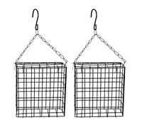 TOGEVAL Mangeoires à Oiseaux avec Chaîne Suspendue Carrées Lot de 2 en Fil de Fer Noir Design Gain de Place et Grosse Capacité pour Extérieur pour Jardin et Photographie