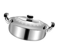 TOGEVAL Marmite à Fondue 28 Cm en Acier Inoxydable Séparateur, Double Compartiment pour Pot Chaud, Compatible Plaques Induction et Gaz, Ustensile Cuisson Multifonction pour Repas en