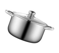 TOGEVAL Marmite en Inox 22 CM Couvercle en Verre Anti- Poignée Isolante Ergonomique Compatible Toutes Plaques de Cuisson Casserole Multifonction pour Soupe Maison et Cuisson Rapide