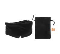 TOGEVAL Masque de Sommeil Ajustable en Imitation Soie Noir avec Bouchons d'Oreilles Antibruit et Pochette de Rangement - Bandeau Occultant pour Voyage, Sieste et Sommeil Réparateur