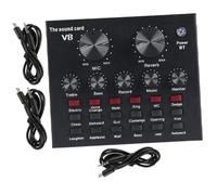 TOGEVAL Microphone à Condensateur avec Carte Son Mobile, Mixeur Audio Portable Multifonction pour Streaming Et Podcast, Effets Sonores Intégrés, Compatible Diffusion en Direct, Noir