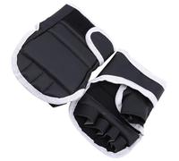 TOGEVAL Mitaines de Boxe Demi-Doigts en PU Noir Absorbantes et Respirantes avec Bande Poignet Large Ajustable Légères et Résistantes pour Entraînement Kickboxing et Sparring Adulte