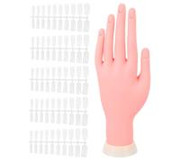TOGEVAL Modèle Main Manucure Silicone Flexible pour Entraînement Nail Art avec Capsules Ongulaires Main Gauche Courbable pour Praticiens et Débutants