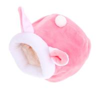 TOGEVAL Nid De Hamster Animal De Compagnie Cage D'intérieur Mini Maison De Hamster en Peluche Lit pour Chinchillas Maison De Campagne Rats Maison d'hiver Nid Chaud pour Les Rats Rose Coton