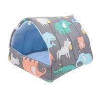 TOGEVAL Nid pour Petits Animaux de Compagnie 20x20 Cm en Coton Doux, Motif Crocodile et Éléphant Bleu, Lit Chaud pour Hamster, Chinchilla, Cochon D’Inde et Hérisson, Confortable et