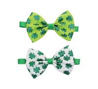 TOGEVAL Nœud pour Animaux de Compagnie de Trèfle 2 Pièces, Accessoire Vert et Blanc pour Chien, Décoration Festive Saint-Patrick, Cravate Irlandaise pour Animaux de Compagnie, Costume