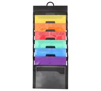 TOGEVAL Organiseur Mural Suspendu pour Documents A4 Noir Dossier de Classement en Plastique Renforcé 6 Compartiments Paquet de Rangement Pratique pour Bureau et Espace de Travail