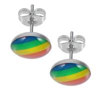 TOGEVAL Paire de Boucles D'oreilles Goujon en Acier Inoxydable 2 X 1 Cm, Boucles D'oreilles Colorées Arc-en-ciel Lgbt, Bijoux pour Femmes Lesbiennes et Gay Pride, Accessoire Solide