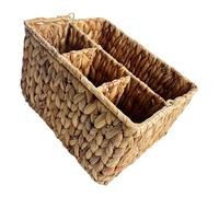 TOGEVAL Panier à Couverts Tissé En Jonc De Mer Naturel 4 Compartiments, Panier De Rangement Multifonction Pour Couverts Et Petits Ustensiles, Support Décoratif Pour Bureau Cuisine