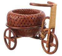 TOGEVAL Panier à Fleurs Tressé Bambou Forme de Tricycle Panier de Rangement Décoratif Polyvalent pour Bonbons Fleurs et Petits Objets Léger et Compact pour Maison et Fête