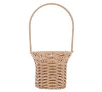 TOGEVAL Panier à Fleurs Tressé en Rotin Synthétique avec Poignée Panier de Demoiselle d'Honneur Beige Crème Léger et Résistant Cérémonie Mariage et Cueillette Style Champêtre Élégant