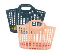 TOGEVAL Panier De Rangement Pour Fruits Et Légumes Pliable 2 Pièces En Plastique Multifonctionnel Maison Cuisine Assortiment Rose Et Bleu