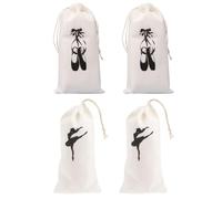 TOGEVAL Paquet à Chaussures de Danse Pratique pour Rangement de Chaussures de Ballet pour Fille 4pcs en Tissu Cordon Lors des Cours et Voyages